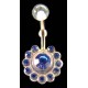 Piercing de nombril Fleur strass bleu