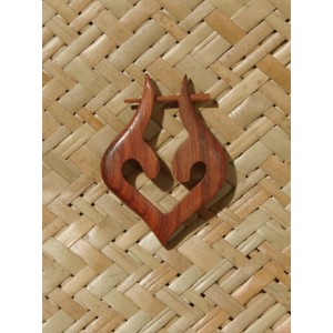 Paire de boucles d'oreilles en bois motif tribal, tige en bois