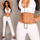 Ensemble Blanc a grosse boucle et decolter plongeant