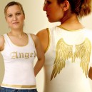 D&eacute;bardeur sexy blanc Angel et ailes d'ange dor&eacute;s