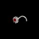 Piercing de nez en argent strass rouge, tige courbe