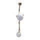 Piercing de nombril Pendentif globes blancs