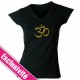 Tshirt symbole Ohm brodé. Noir profond et broderie couleur or