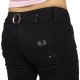 Jeans Fashion Miss RJ slim noir, bouton strass et boucle métal