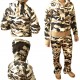 Ensemble sportswear à capuche motif camouflage beige