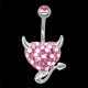 Piercing de nombril en titane Crystal Evolution Coeur du diable rose