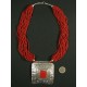 Collier ethnique oriental perles rouge et métal