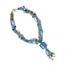 Collier en perles de verre fa&ccedil;on Murano bleu 