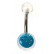 Piercing de nombril Boule bleue paillettes