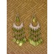 Boucles d'oreilles pendantes billes de verre vert pomme et sitaras